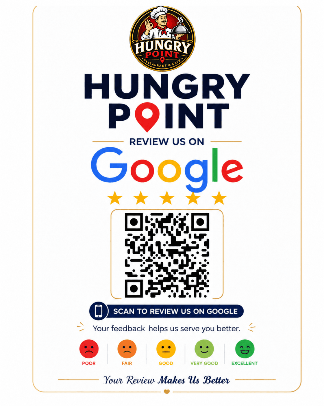Hungry Point Google review stand